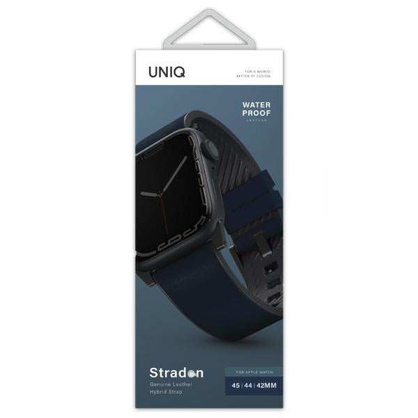Uniq Straden Leather Hybrid Strap til Apple Watch 1/2/3/4/5/6/7/8/SE/SE2/Ultra 42/44/45/49 mm - blå