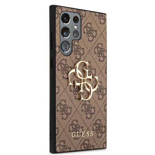 Guess 4G Big Metal Logo Case for Samsung Galaxy S22 Ultra - Brown