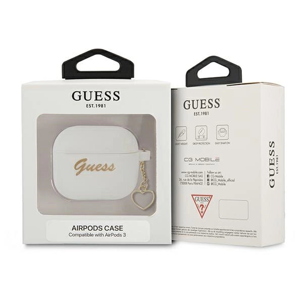 Guess GUA3LSCHSH AirPods 3 cover white/white Silicone Charm Heart Collection