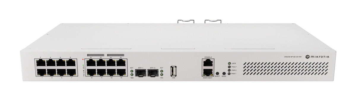 Mikrotik CRS418-8P-8G-2S+RM Cloud Router/Sw L2/L3 Gigabit Ethernet (10/100/1000) Strøm over Ethernet (PoE) 1U