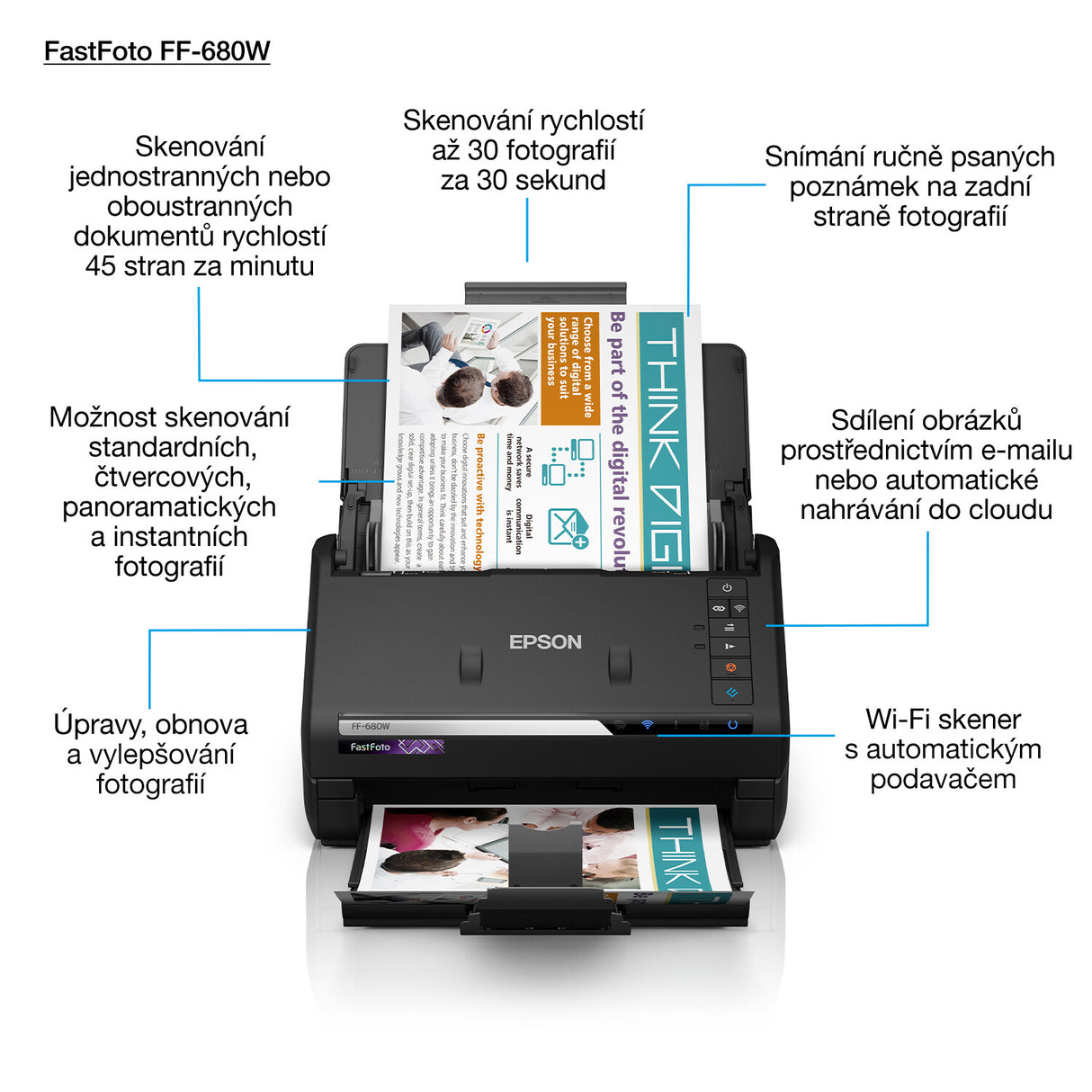 Epson FastFoto FF-680W Skanner med papir-tilførsel 600 x 600 dpi A4 Sort