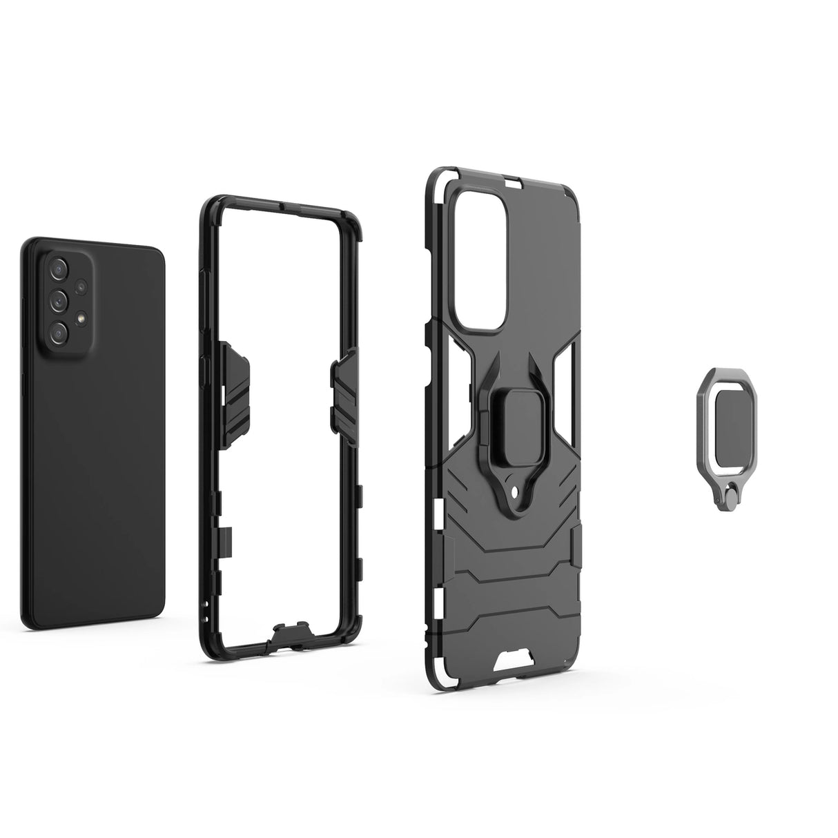 Ring Armor robust hybrid case cover + magnetisk holder til Samsung Galaxy A73 sort