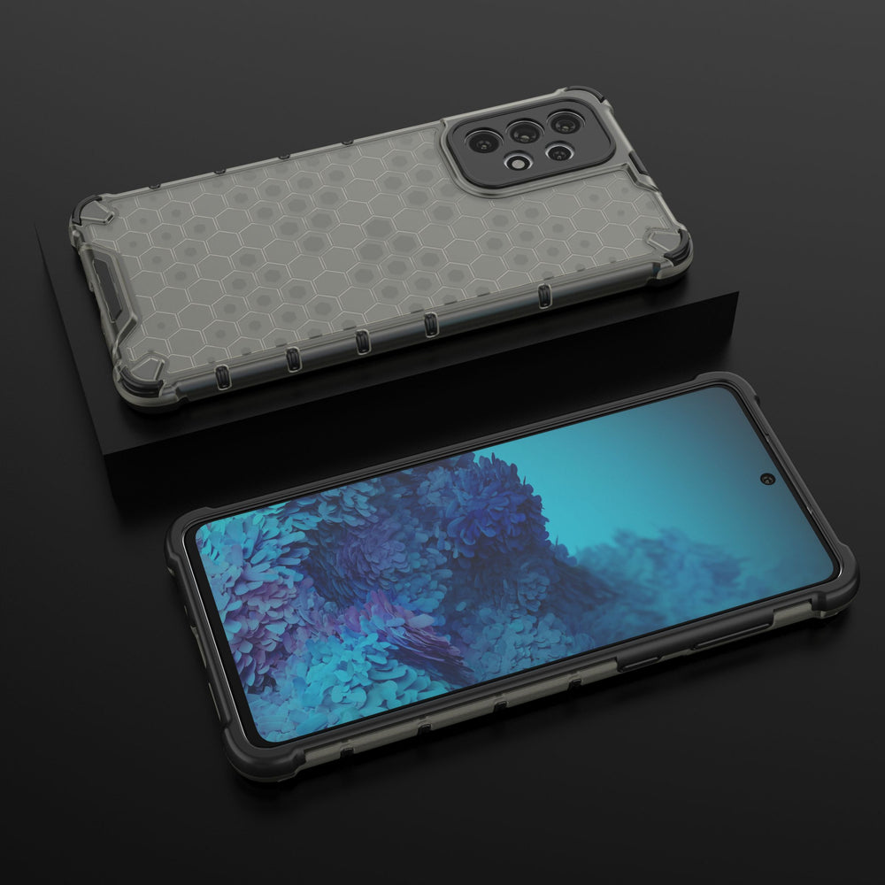 Honeycomb case pansret cover med en gel ramme til Samsung Galaxy A73 sort
