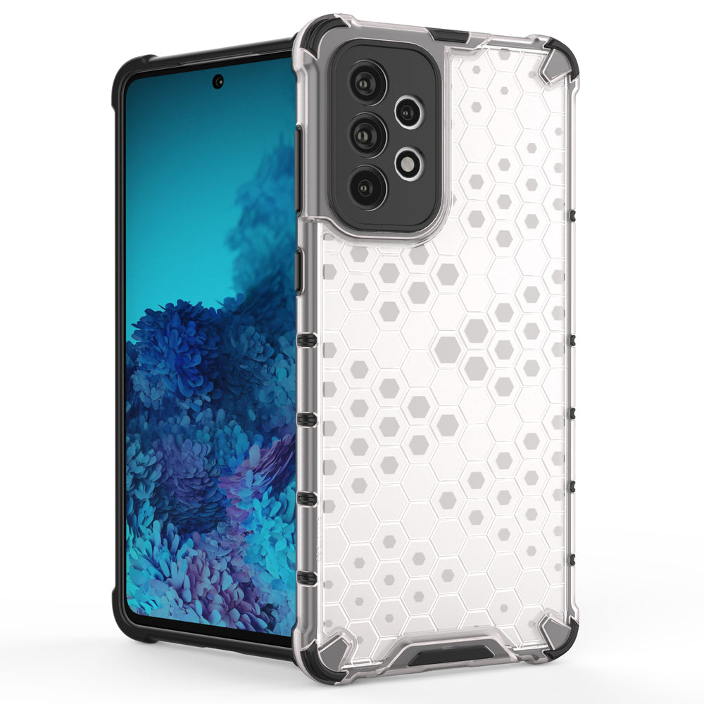 Honeycomb case pansret cover med en gel ramme til Samsung Galaxy A73 blå