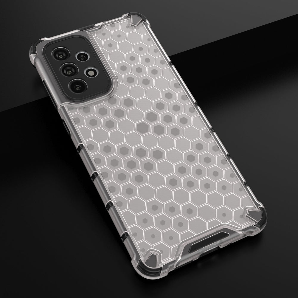 Honeycomb case pansret cover med en gel ramme til Samsung Galaxy A73 gennemsigtig
