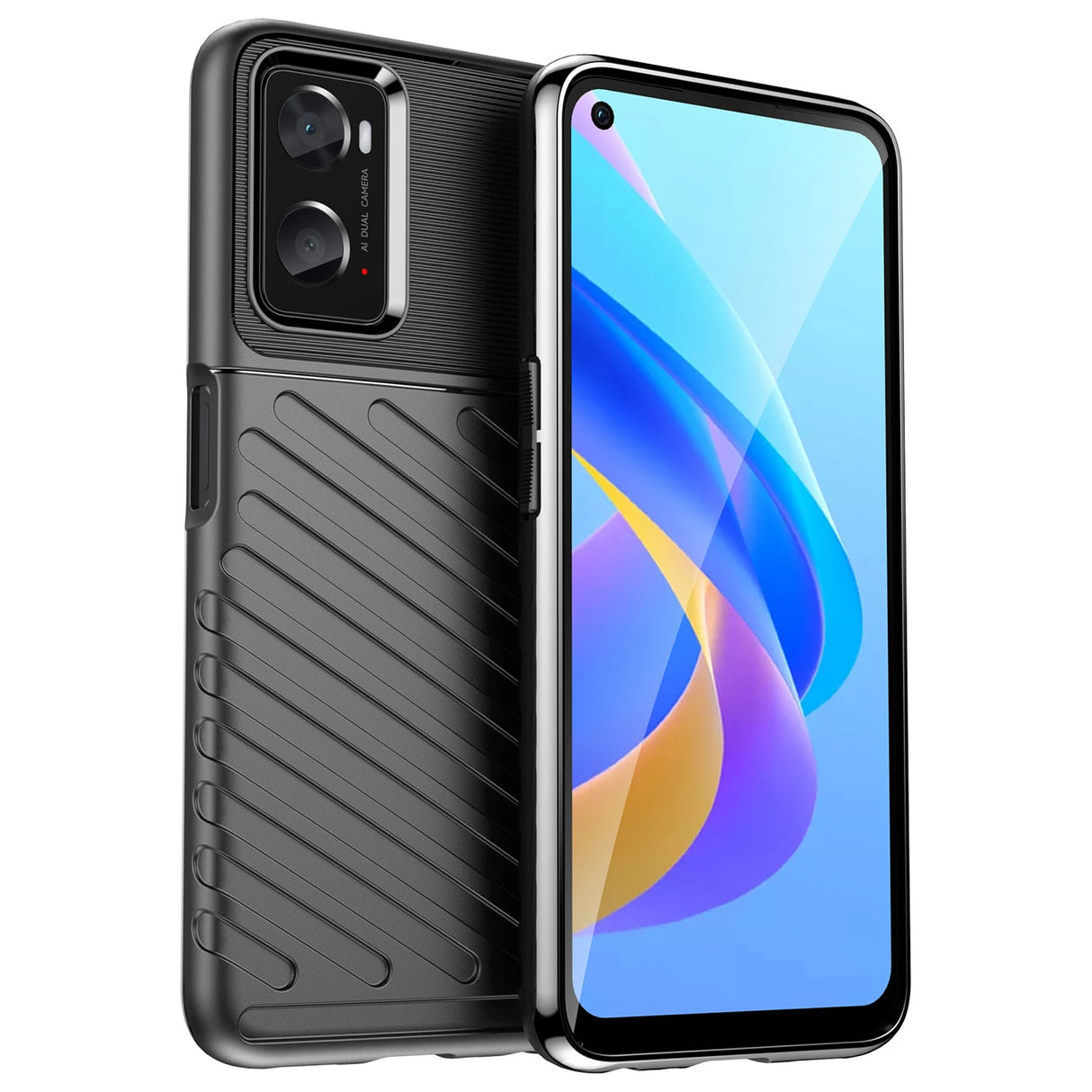 Thunder Case fleksibelt pansret cover til Oppo A76 / Oppo A36 / Realme 9i sort