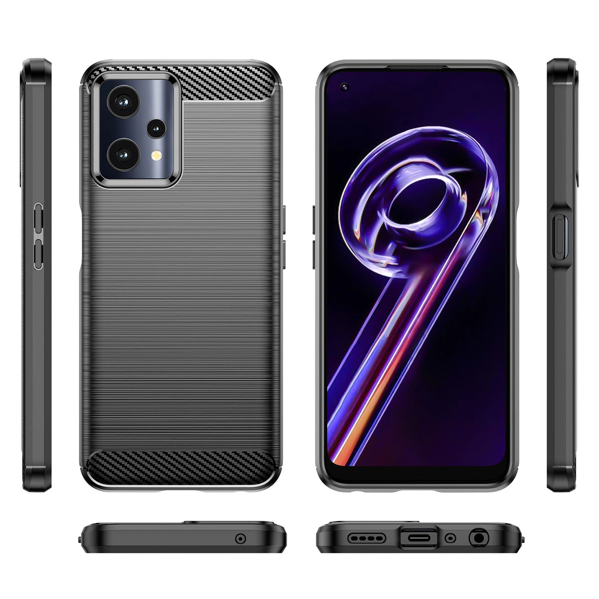 Carbon Case Fleksibel Cover Realme 9 Pro sort