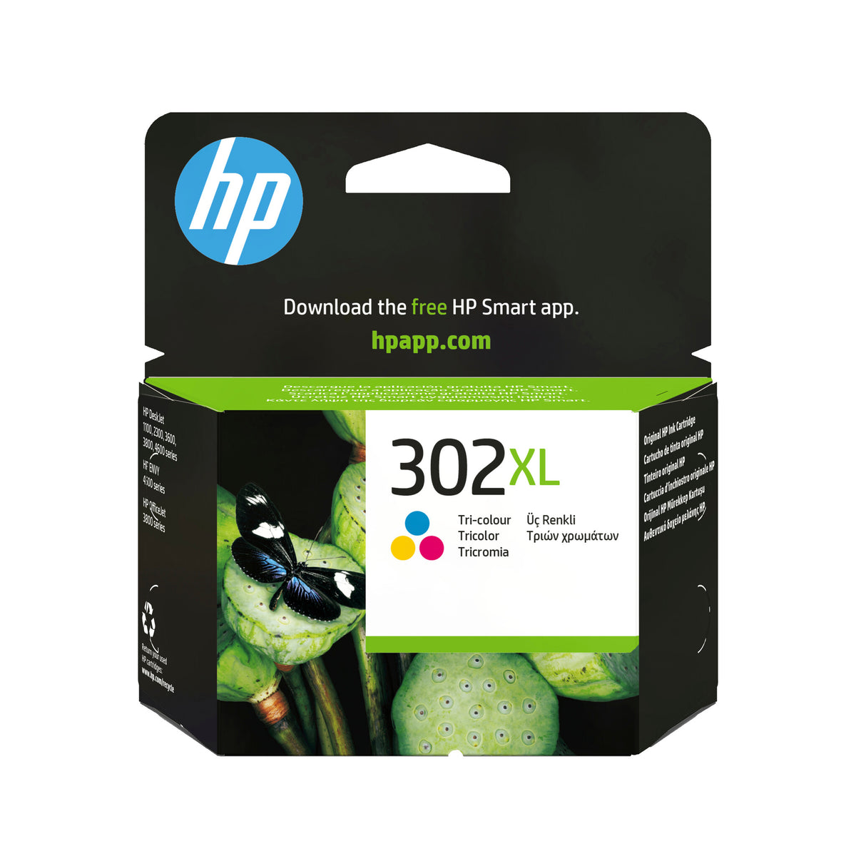 HP 302XL Farve (cyan, magenta, gul) 300 sider Blæk F6U67AE