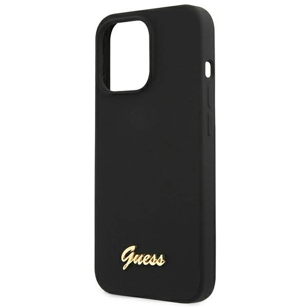 Guess GUHMP13LLSLMGBK iPhone 13 Pro / 13 6.1" sort/sort hardcase Silicone Script Gold Logo MagSafe