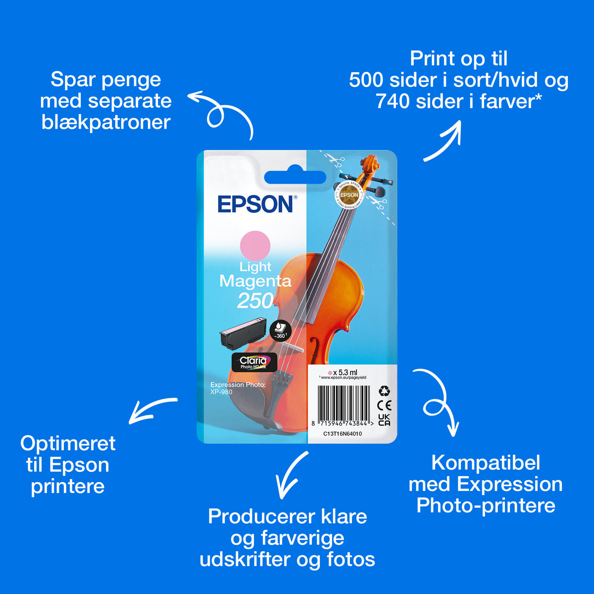 Epson Enkeltpakke, lys magenta 250 Violin Claria Photo HD-blæk