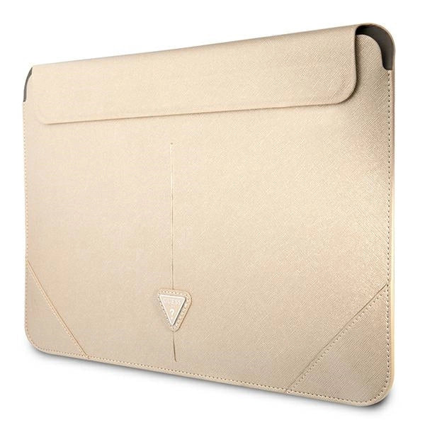 Guess Saffiano Triangle Logo case til en 16" laptop - beige