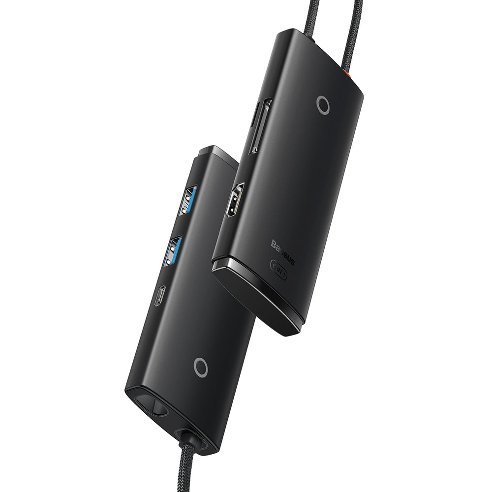 Baseus Lite Series multifunktionel USB Type C HUB - 2 x USB 3.0 / USB Type C / HDMI 1.4 / SD/TF OTG sort (WKQX050001)