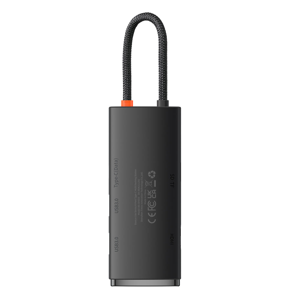 Baseus Lite Series multifunktionel USB Type C HUB - 2 x USB 3.0 / USB Type C / HDMI 1.4 / SD/TF OTG sort (WKQX050001)