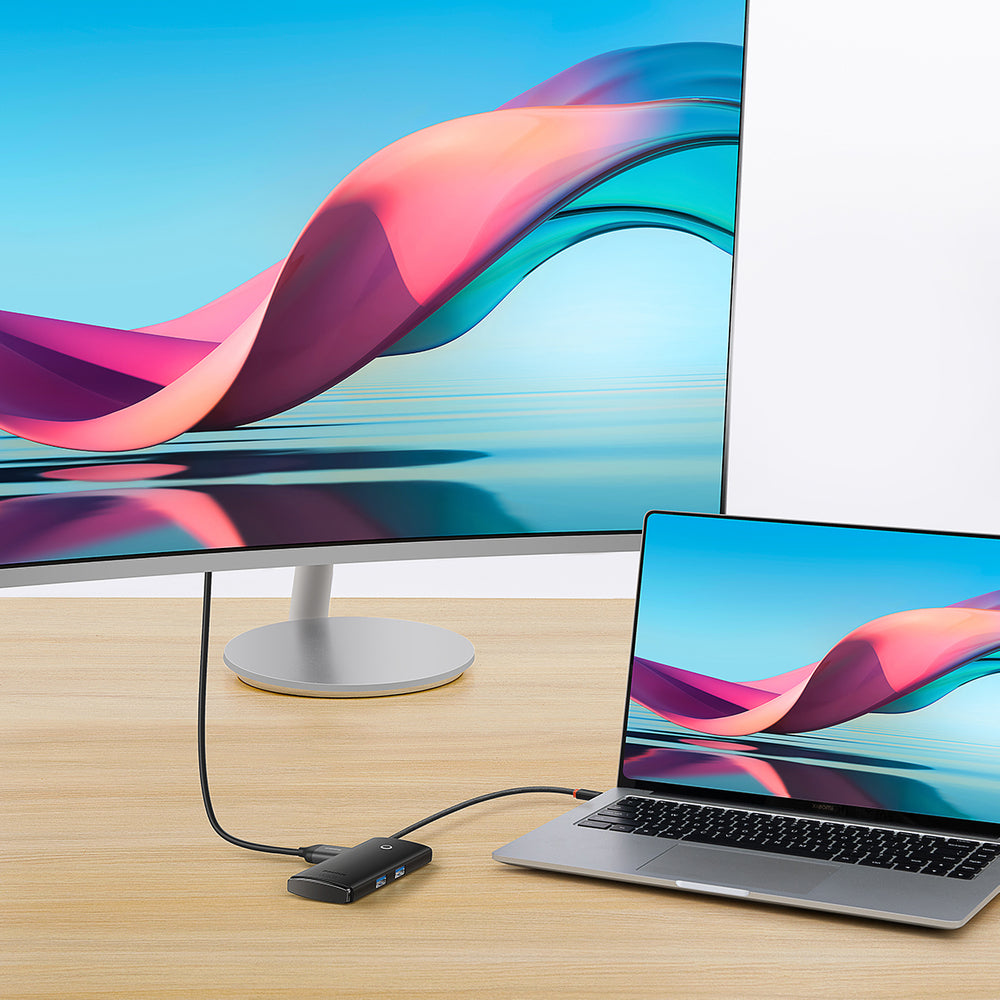 Baseus Lite Series multifunktionel HUB USB Type C - 2 x USB 3.0 / USB Type C PD / HDMI 1,4 / SD / TF sort (WKQX050101)