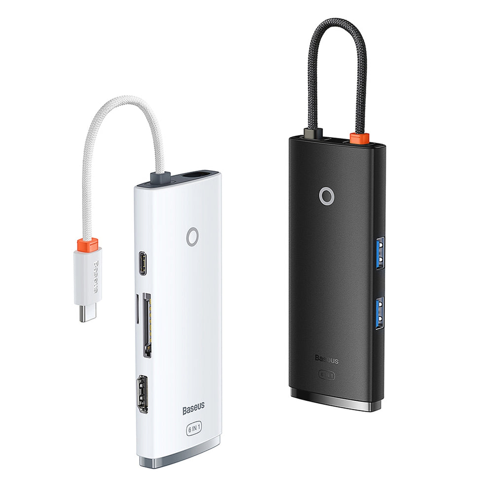 Baseus Lite Series multifunktionel HUB USB Type C - 2 x USB 3.0 / USB Type C PD / HDMI 1,4 / SD / TF sort (WKQX050101)