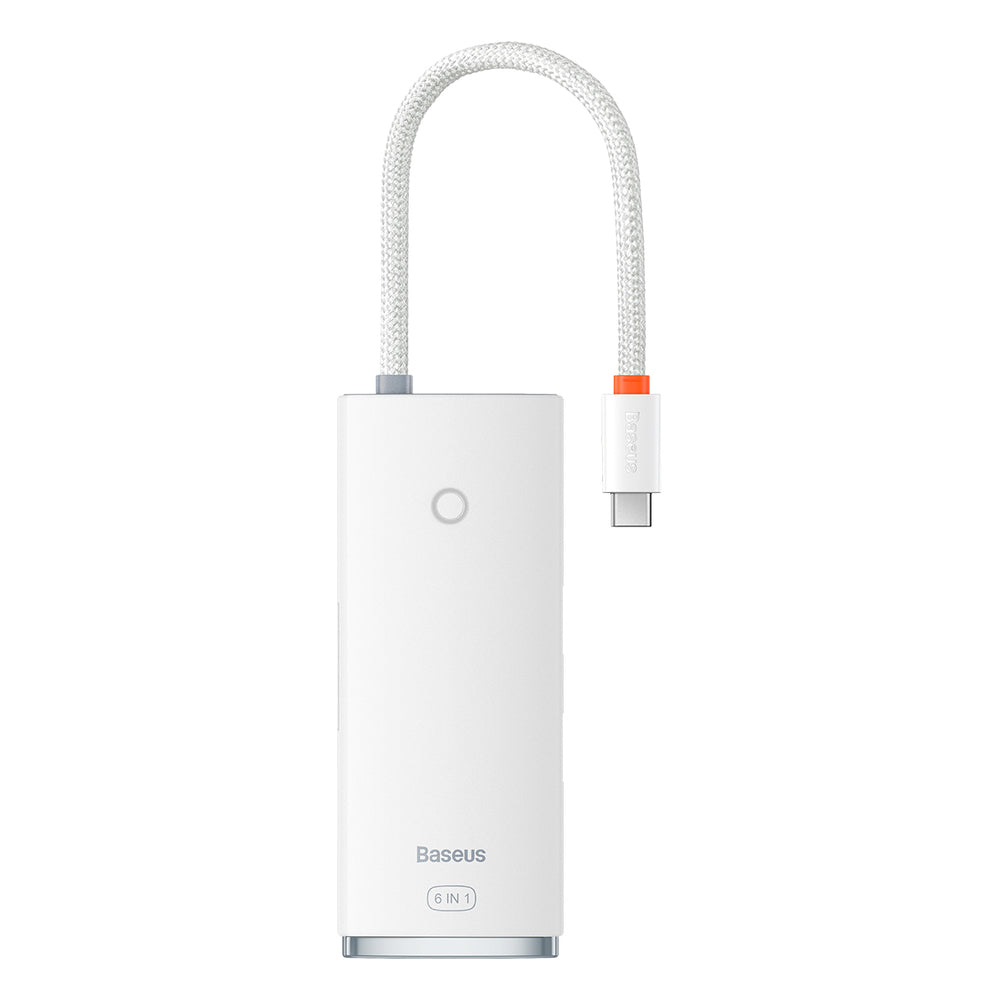 Baseus Lite Series multifunktionelle HUB USB Type C - 2 x USB 3.0 / USB Type C PD / HDMI 1,4 / SD / TF hvid (WKQX050102)
