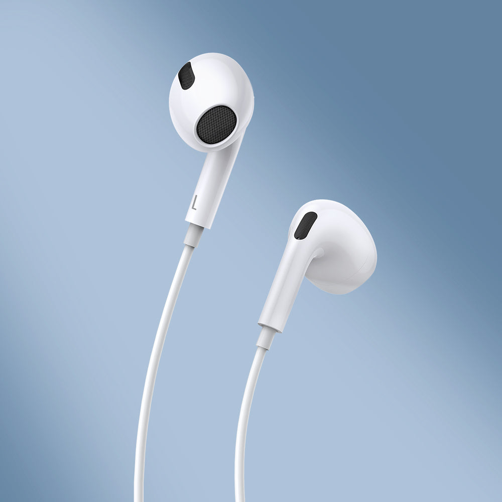 Baseus Encok H17 3,5 mm minijack-hovedtelefoner med ledning, hvide (NGCR020002)