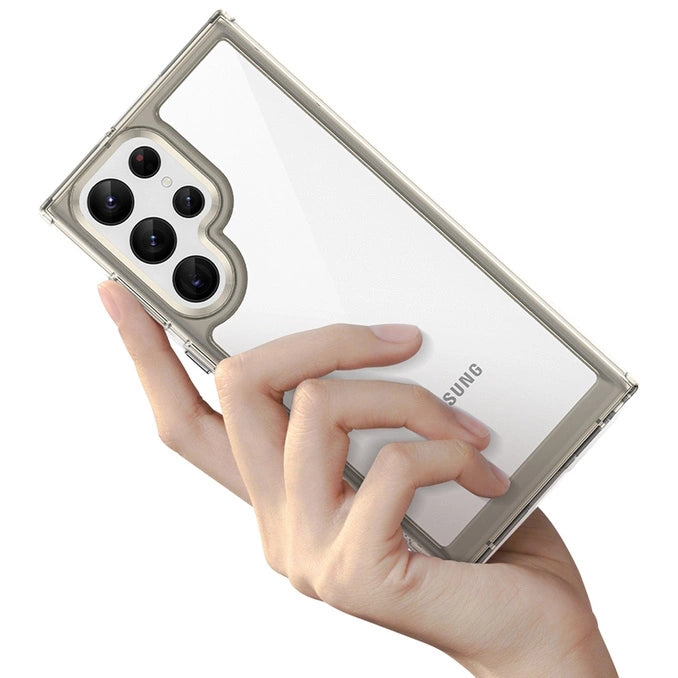 Ude i rummet Case Case for Samsung Galaxy S22 Ultra Hard Cover med Gel Frame Red