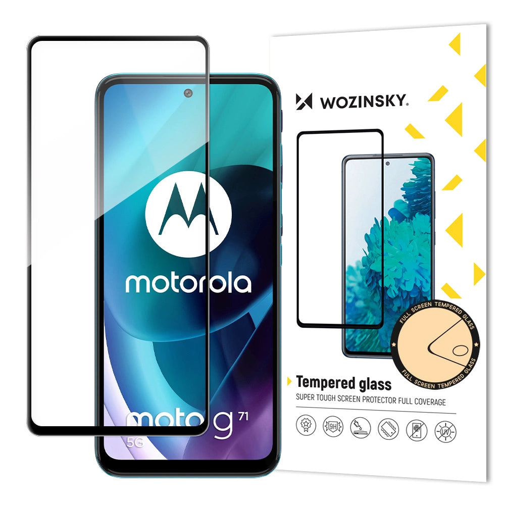 Wozinsky Temperet Glas Full Glue Super Tough Screen Protector Full Covered med Frame Case Vennlig til Motorola Moto G71 5G sort