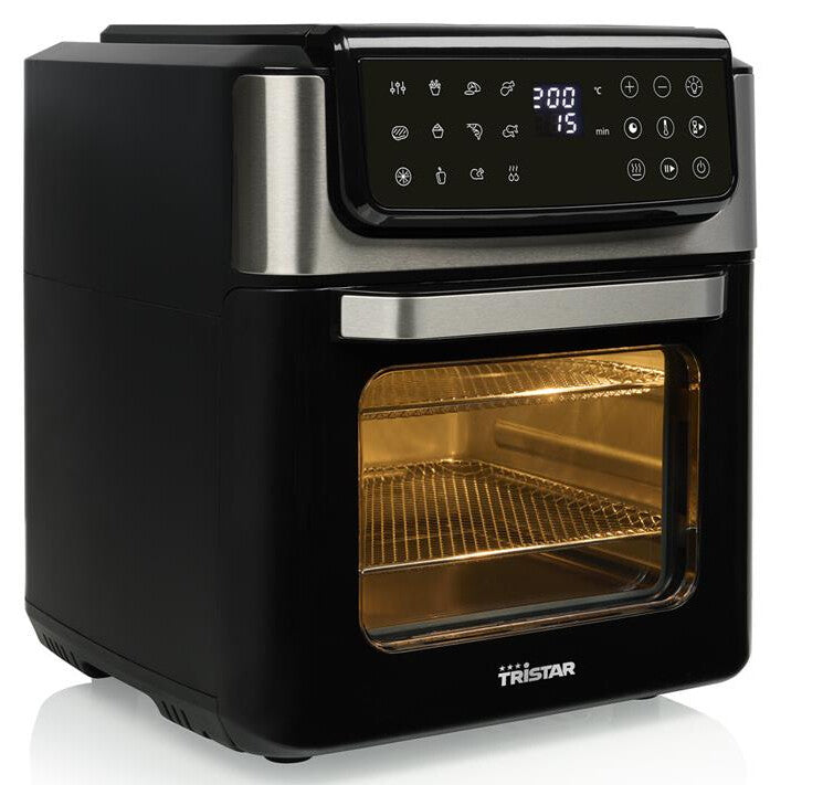 Tristar Heißluft-Ofen Kontrollleuchte Timerfunktion 12 l Enkelt Enkeltstående 1800 W Varmluftsteger Sort, Rustfrit stål