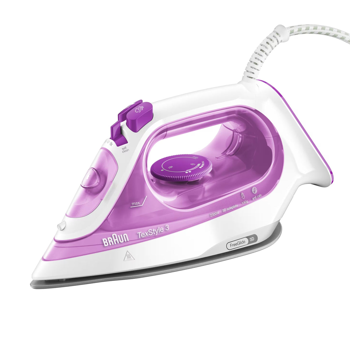 Braun TexStyle 3 SI 3030 PU Dampstrygejern 2300W Grå Pink Hvid