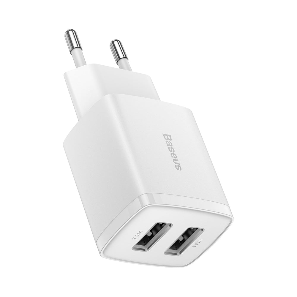 Baseus Kompakt oplader 2x USB 10.5W hvid (CCXJ010202)