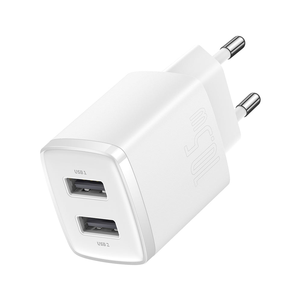 Baseus Kompakt oplader 2x USB 10.5W hvid (CCXJ010202)