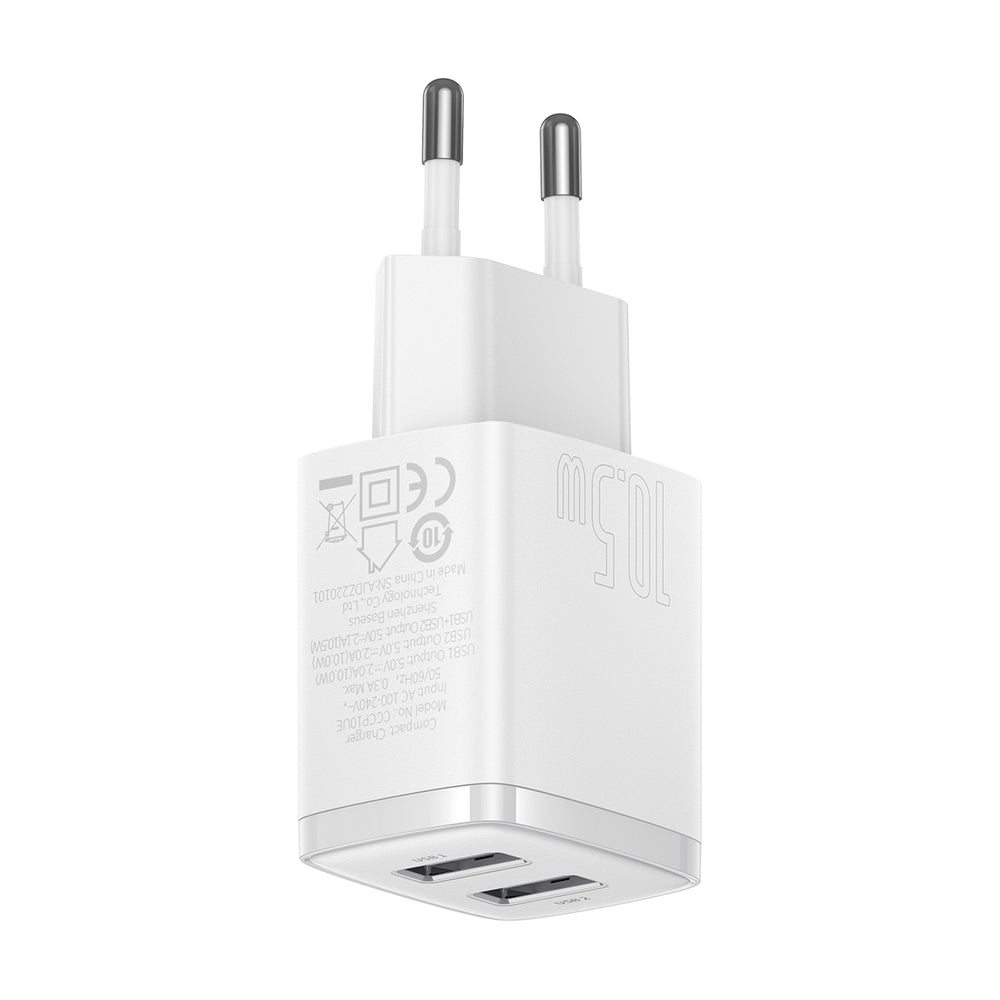 Baseus Kompakt oplader 2x USB 10.5W hvid (CCXJ010202)