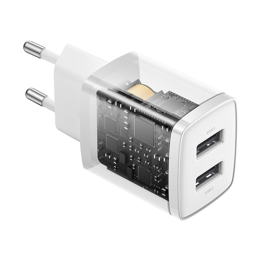 Baseus Kompakt oplader 2x USB 10.5W hvid (CCXJ010202)