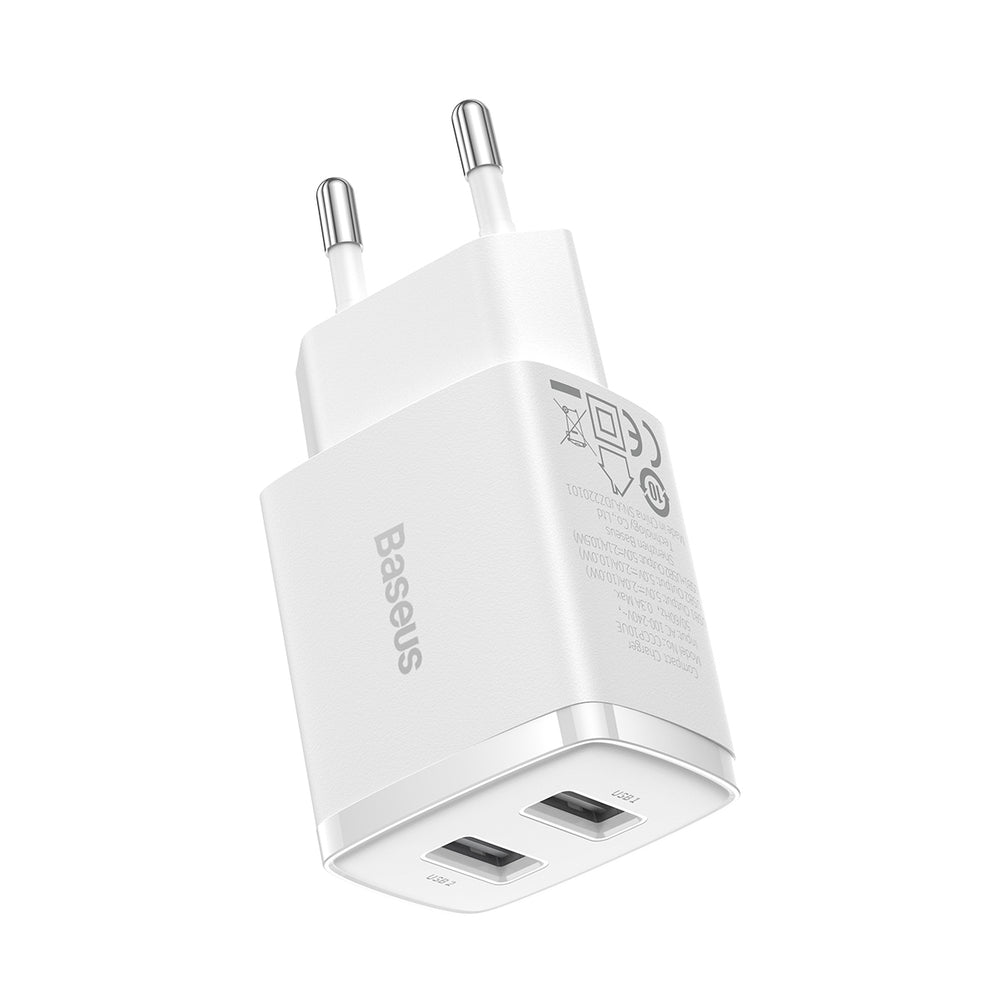 Baseus Kompakt oplader 2x USB 10.5W hvid (CCXJ010202)