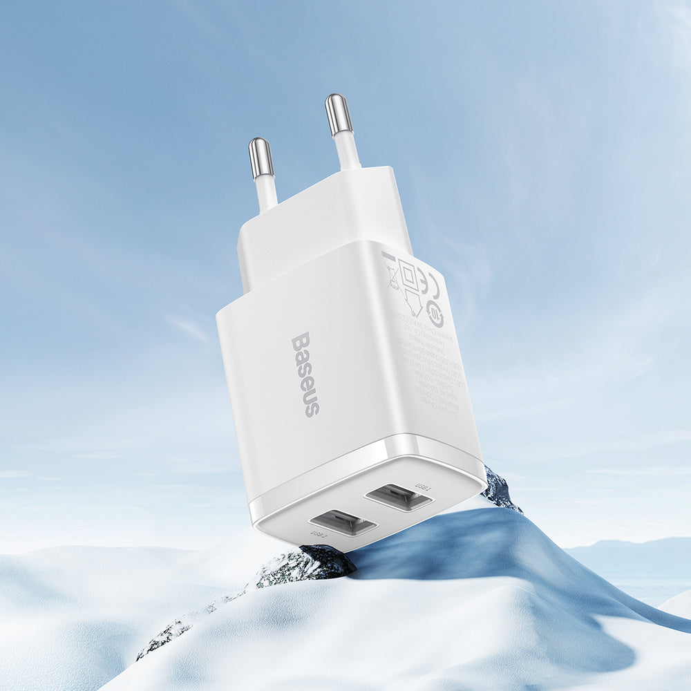 Baseus Kompakt oplader 2x USB 10.5W hvid (CCXJ010202)