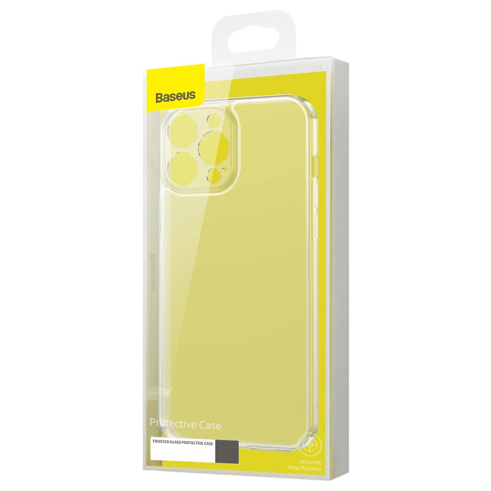 Baseus Frosted Glass Case Cover til iPhone 13 Pro Max Hard Cover med Gel Frame Transparent (ARWS000802)