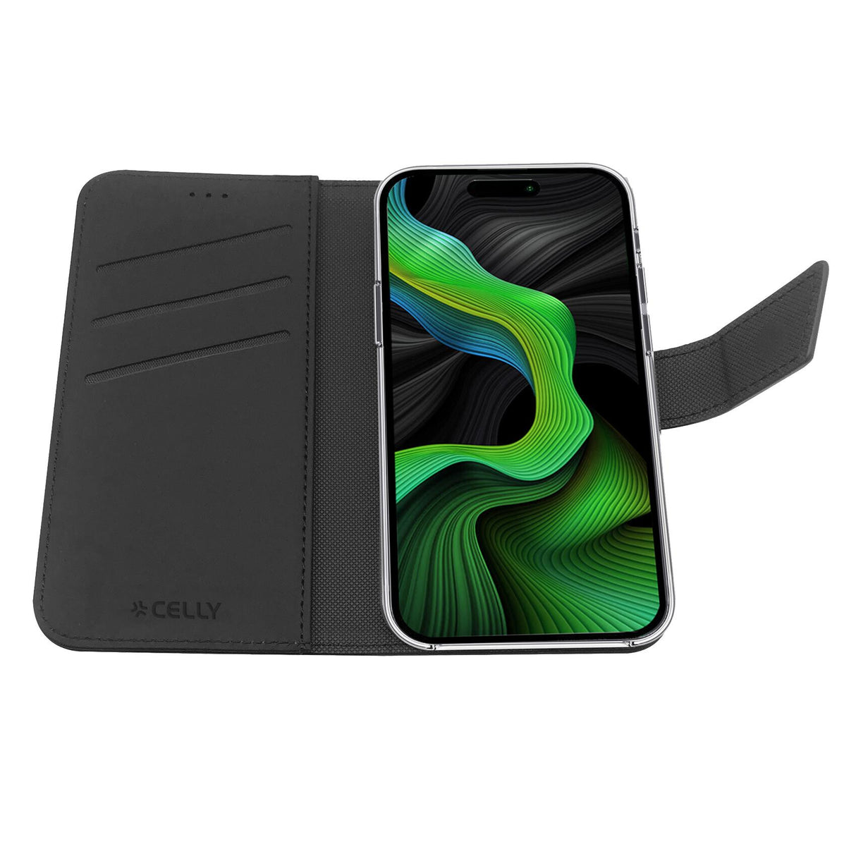 Celly WALLY1054 mobiltelefon etui 15,5 cm (6.1") Tegnebogsetui Sort