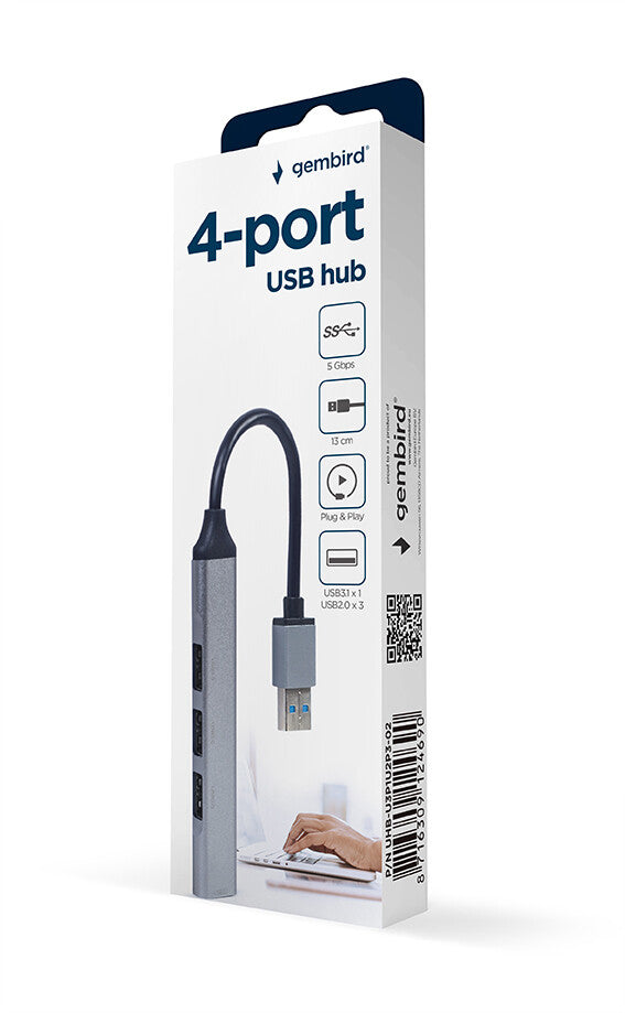 Gembird UHB-U3P1U2P3-02 interface hub Grå
