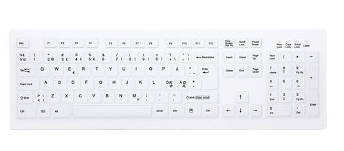 Contour Design Active Key Contour ClassicClean medicinsk tastatur med aftageligt cover, fuld størrelse, trådløst, hvidt, PN C8100