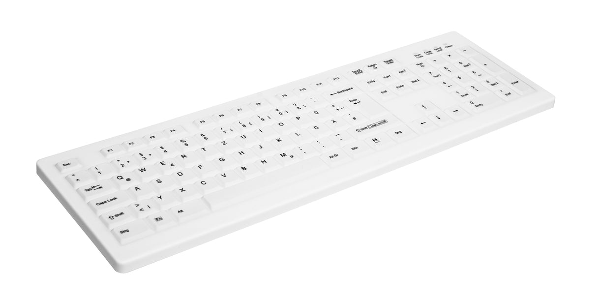 Contour Design Active Key Contour ClassicClean medicinsk tastatur med aftageligt cover, fuld størrelse, trådløst, hvidt, PN C8100