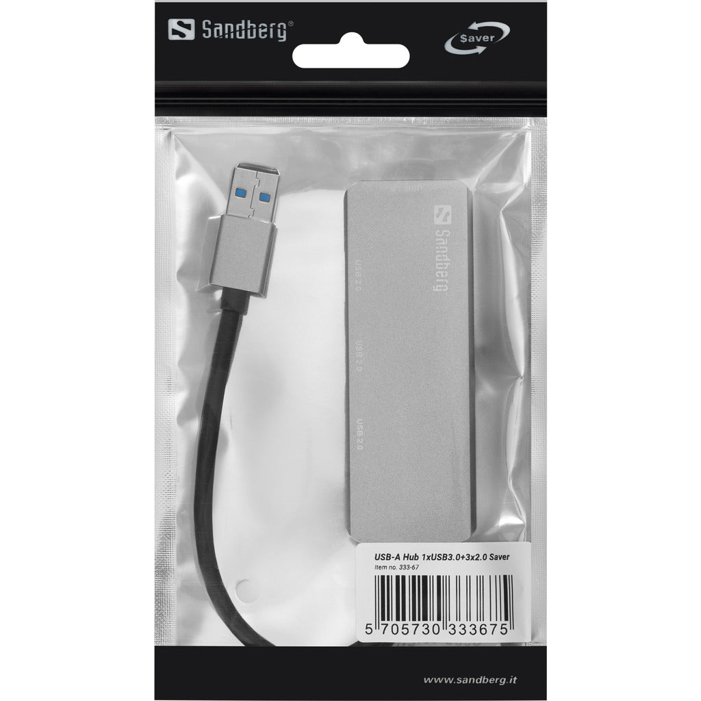 Sandberg 333-67 interface hub USB 3.2 Gen 1 (3.1 Gen 1) Type-A 5000 Mbit/s Grå