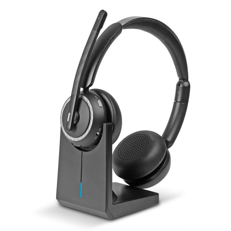 Lindy L118 Headset Trådløs Kontor/Callcenter USB Type-C Bluetooth Opladningsstativ Sort