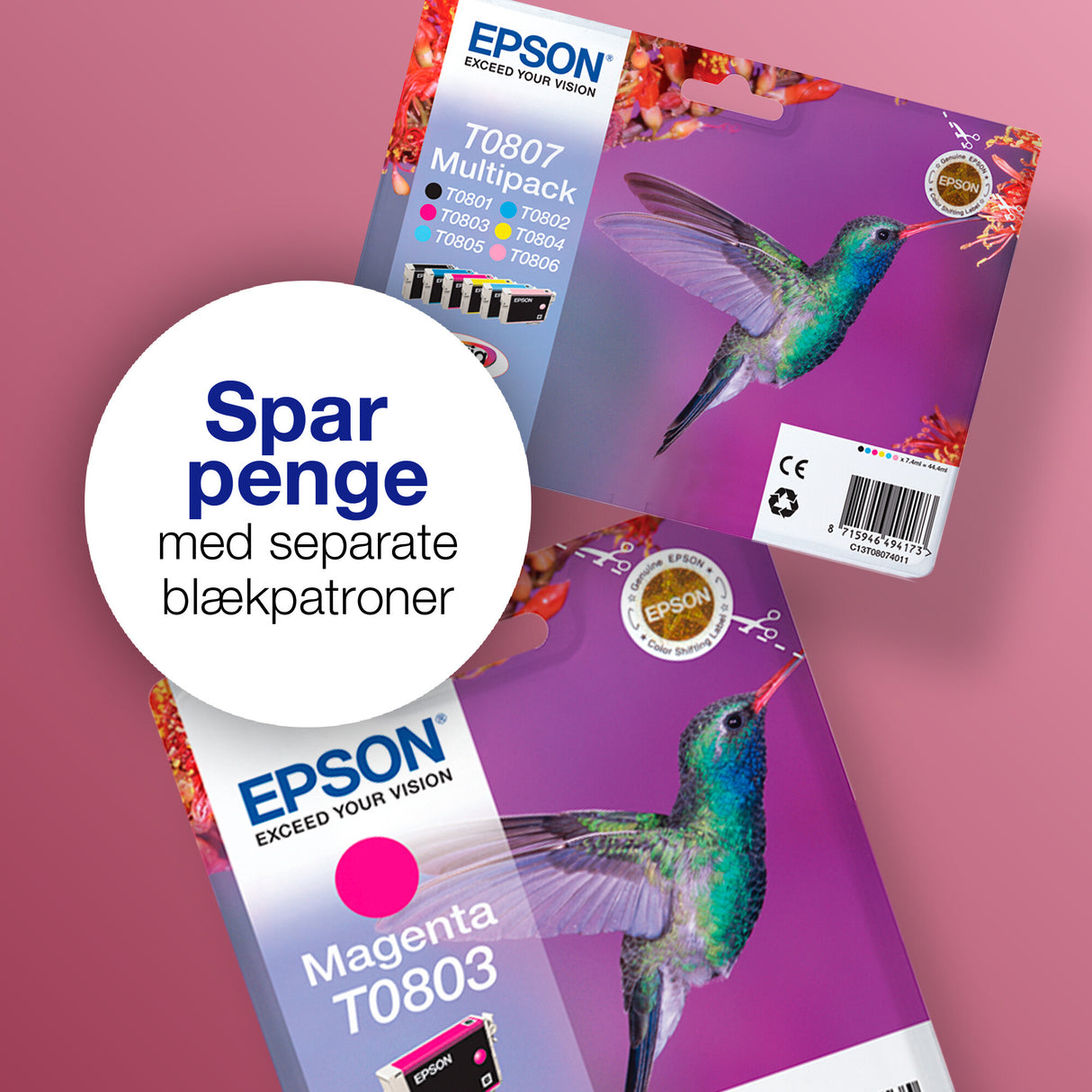 Epson Hummingbird Enkeltpakke, sort T0801 Claria Photographic Ink