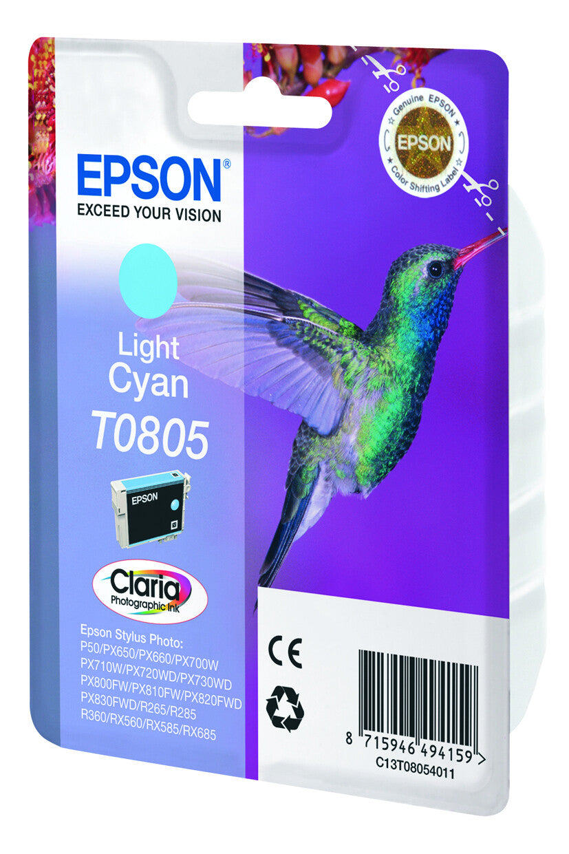 Epson Hummingbird Enkeltpakke, lys cyan T0805 Claria Photographic Ink