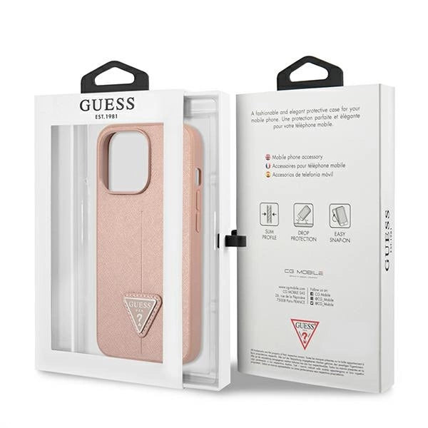 Guess GUHCP13LPSATLP iPhone 13 Pro / 13 6.1" pink/pink hardcase SaffianoTriangle Logo