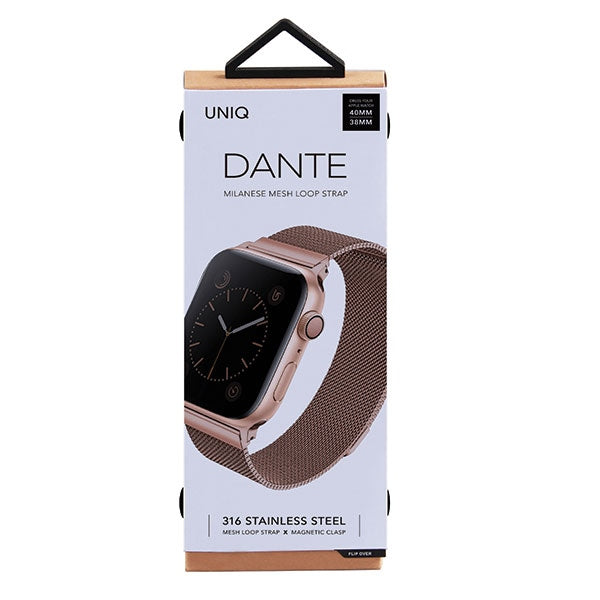 Uniq Dante rustfrit stål rem til Apple Watch 1/2/3/4/5/6/7/8/SE/SE2 38/40/41mm - Rose Gold