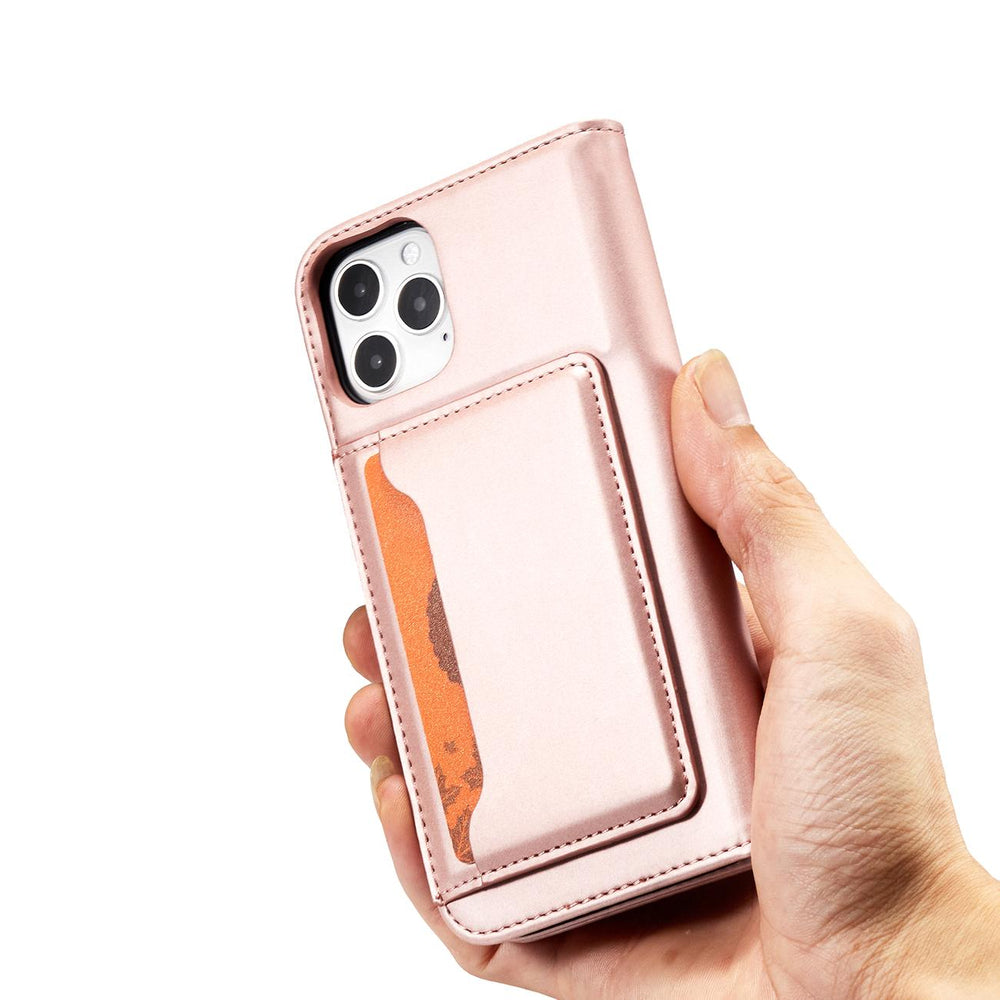 Magnetkortkasse til iPhone 12 Pro Max lommekort tegnebog kortholder Pink
