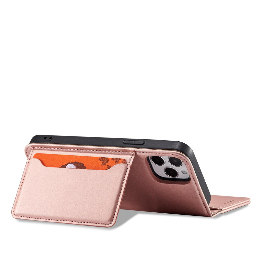 Magnetkortkasse til iPhone 12 Pro Max lommekort tegnebog kortholder Pink
