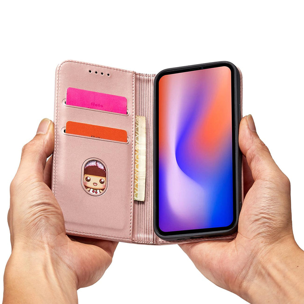 Magnetkortkasse til iPhone 12 Pro Max lommekort tegnebog kortholder Pink