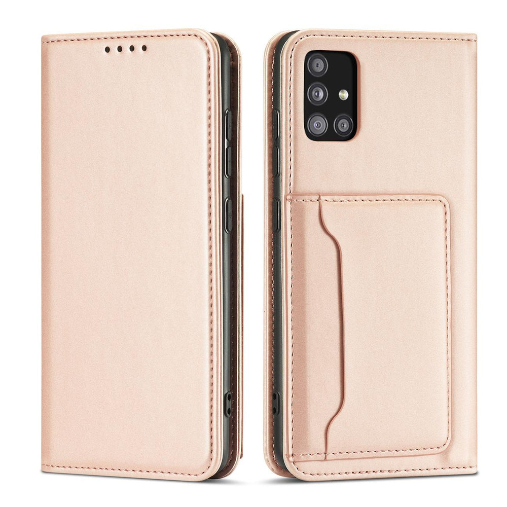 Magnetkort Hylde Hylde til Samsung Galaxy A12 5G Hylde lommebog Kortholder Pink