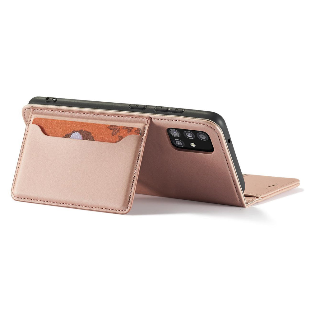 Magnetkort Hylde Hylde til Samsung Galaxy A12 5G Hylde lommebog Kortholder Pink