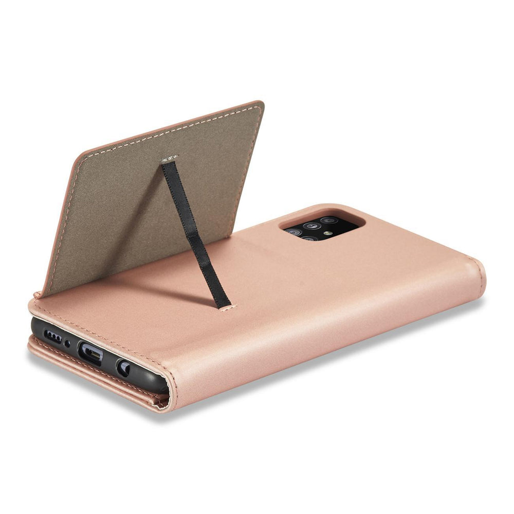 Magnetkort Hylde Hylde til Samsung Galaxy A12 5G Hylde lommebog Kortholder Pink