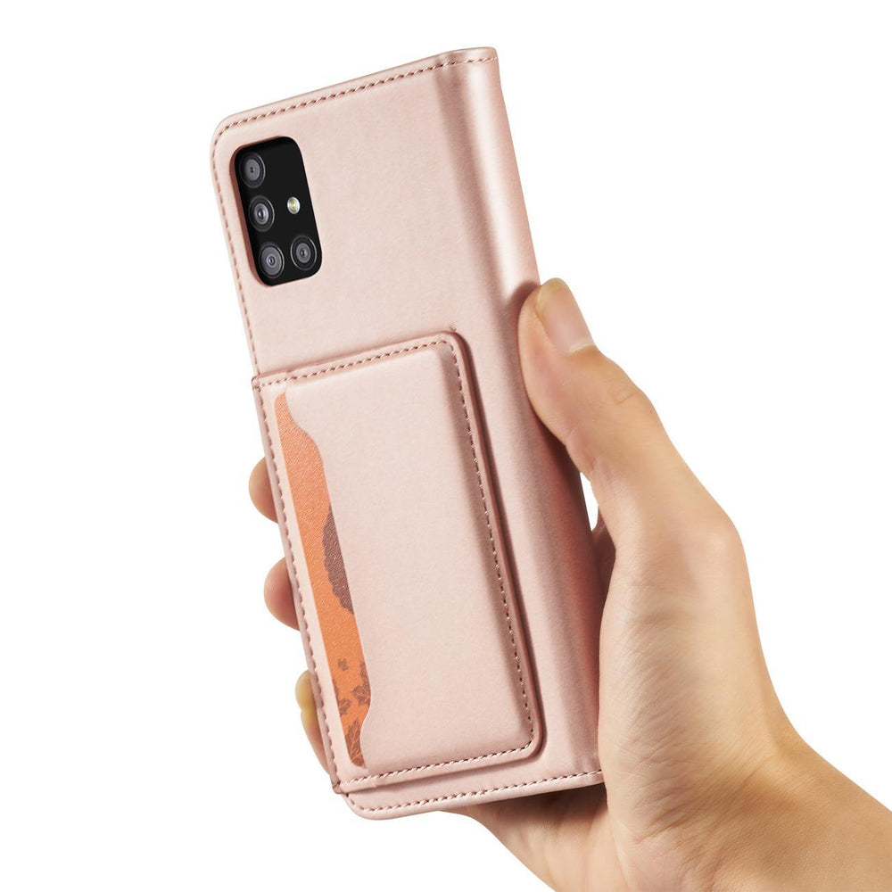 Magnetkort Hylde Hylde til Samsung Galaxy A12 5G Hylde lommebog Kortholder Pink
