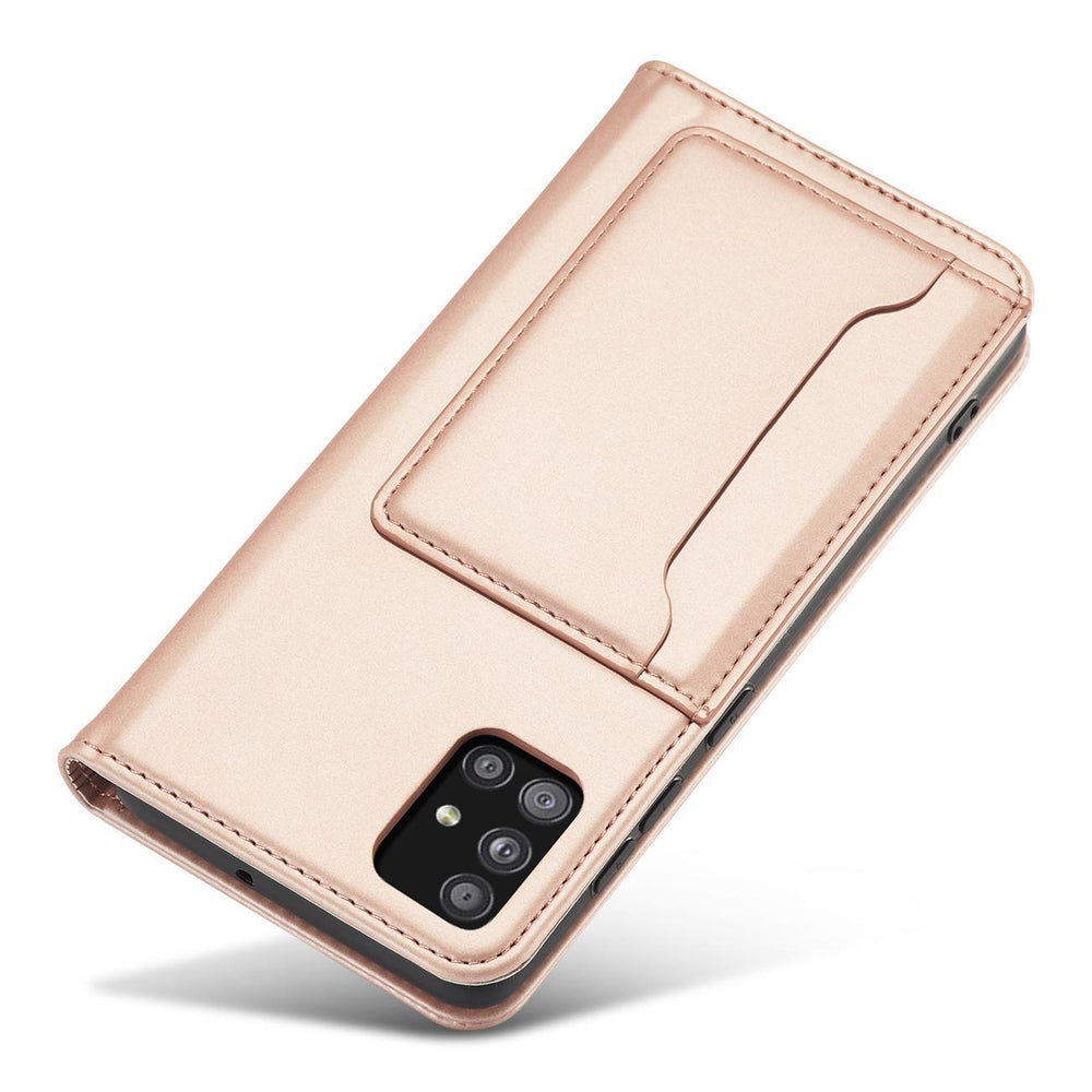 Magnetkort Hylde Hylde til Samsung Galaxy A12 5G Hylde lommebog Kortholder Pink